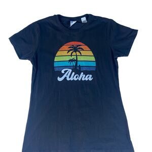 Womens rainbow Aloha t-shirt  Black size medium
